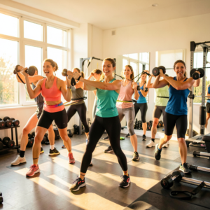 Femme en train de faire des tractions sur une barre avec une résistance de 15 kg