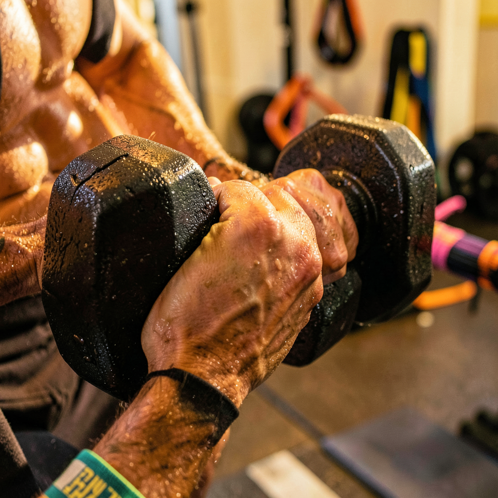 Vue d'une salle de sport avec des accessoires pour exercices de haut du corps