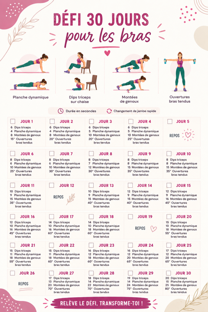 Femme souriante faisant des exercices pour tonifier ses bras dans un cadre doux.