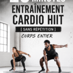 Une femme effectuant un exercice de cardio HIIT à domicile.