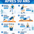 Femme active de 50 ans pratiquant des exercices de renforcement musculaire à domicile.