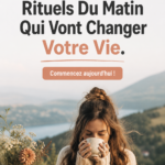Femme réalisant une méditation matinale au lever du soleil.