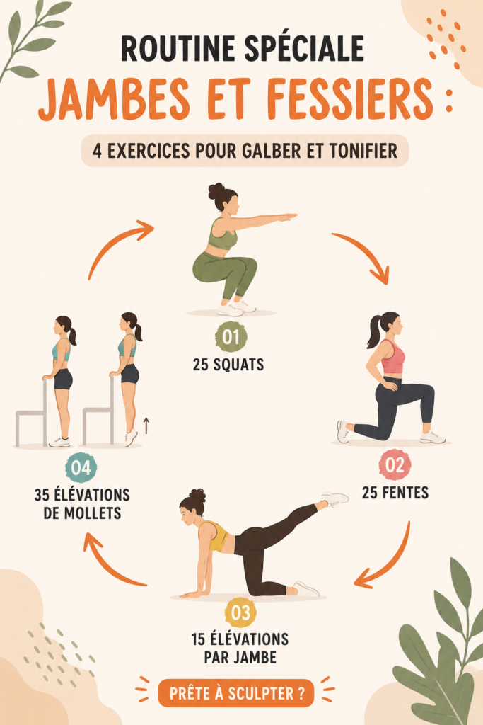Femme en train de pratiquer des exercices écologiques pour galber ses jambes et fessiers.