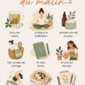 Femme souriante en train de profiter d'une routine matinale relaxante avec une tasse de thé