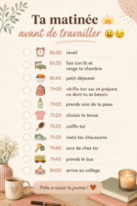 Femme profitant d'un moment de calme dans sa matinée avant le travail.