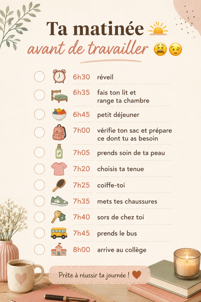 Femme profitant d'un moment de calme dans sa matinée avant le travail.