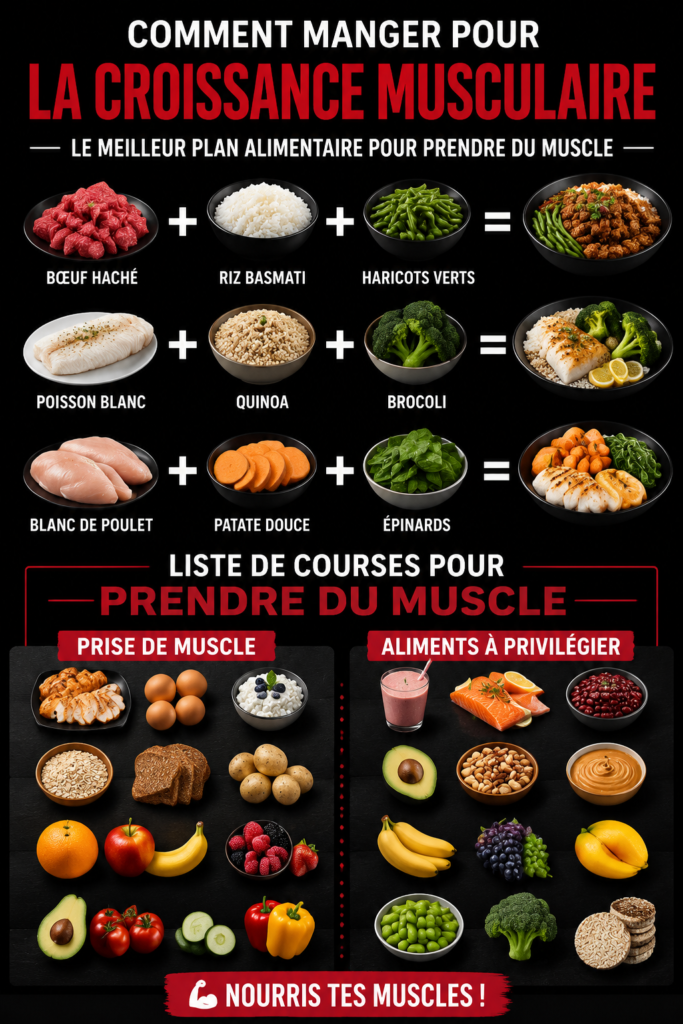 Femme préparant un repas riche en protéines pour la prise de muscle.