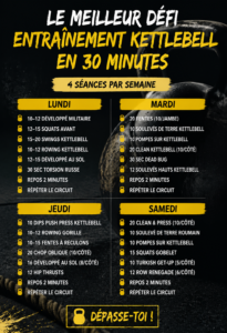 Femme active effectuant un entraînement avec kettlebell de 30 minutes.