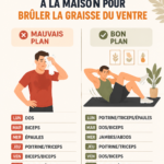 Femme s'entraînant à la maison avec un exercice simple pour le ventre