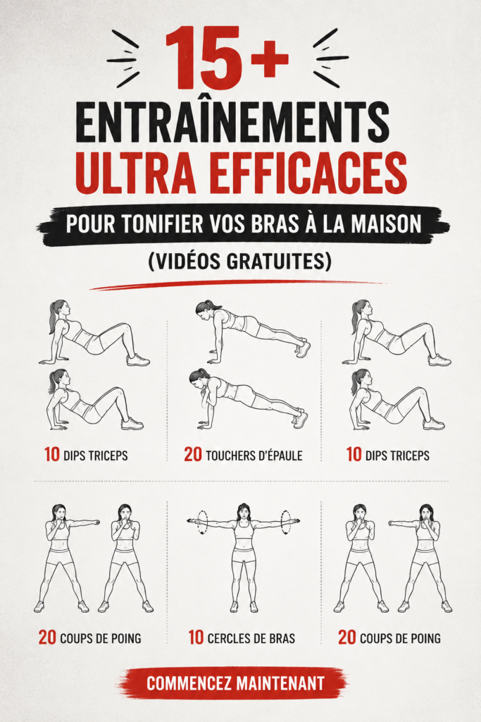 Femme réalisant des exercices pour tonifier ses bras à la maison.