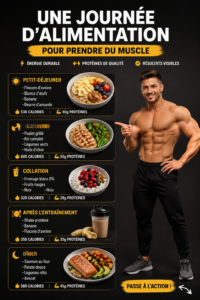 Un menu équilibré composé de plats nutritifs pour la prise de muscle