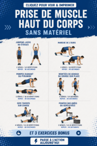 Femme pratiquant des exercices de musculation pour le haut du corps à la maison sans équipement