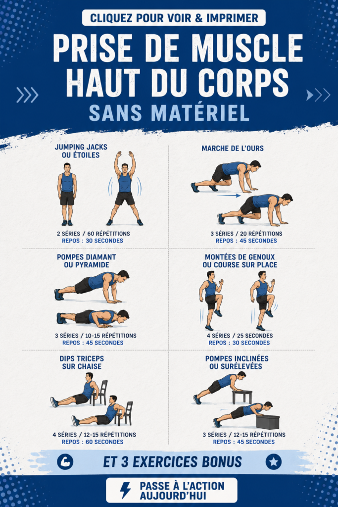 Femme pratiquant des exercices de musculation pour le haut du corps à la maison sans équipement