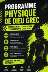 Un homme avec un physique sculpté inspiré des dieux grecs, en train de s'entraîner dans une salle de sport.
