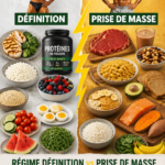 Repas équilibré pour coupe et prise de masse avec légumes, protéines et glucides complexes.