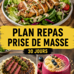 Plan de repas de 30 jours illustrant un menu équilibré pour femmes
