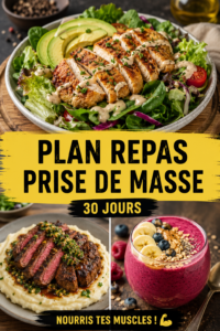 Plan de repas de 30 jours illustrant un menu équilibré pour femmes
