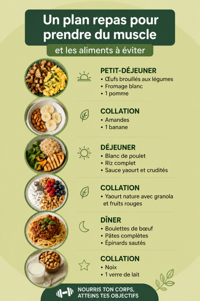 Un plat équilibré pour la prise de muscle avec des protéines et des légumes