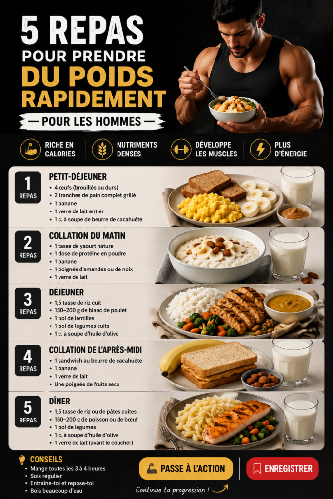 Un plat de repas réconfortant riche en calories pour augmenter la prise de poids