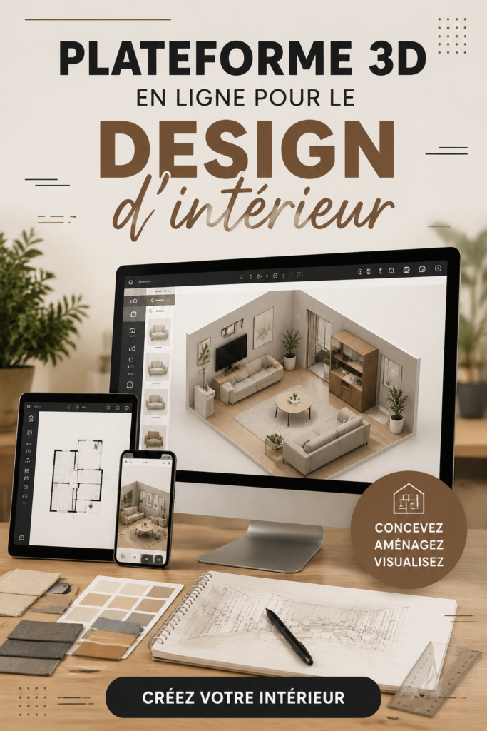 Interface d'Ai House montrant un projet de design d'intérieur en 3D