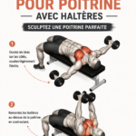 Femme réalisant un écarté couché avec des haltères pour sculpter sa poitrine