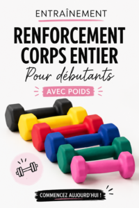 Femme débutante en train de faire des exercices de musculation avec des poids à la maison