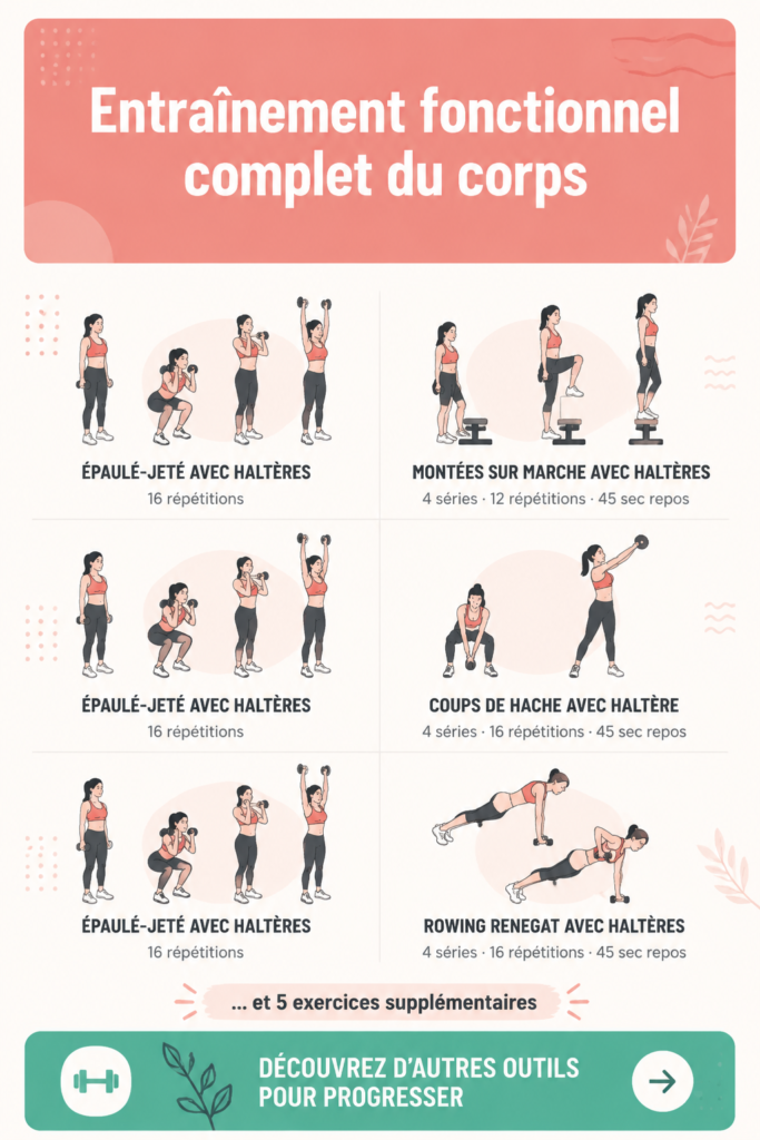 Femme en train de réaliser un exercice de renforcement musculaire complet