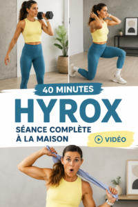 Séance d'entraînement Hyrox à domicile, femme en pleine action.