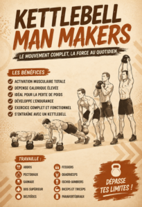 Femme s'entraînant avec un kettlebell man maker dans un environnement fitness