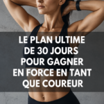 Coureuse musclée réalisant des exercices de renforcement musculaire en extérieur.