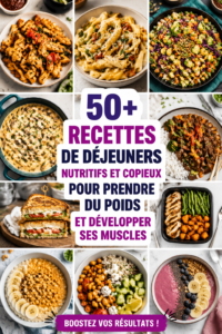 Assiette de déjeuners nutritifs pour la prise de poids, avec légumes et protéines