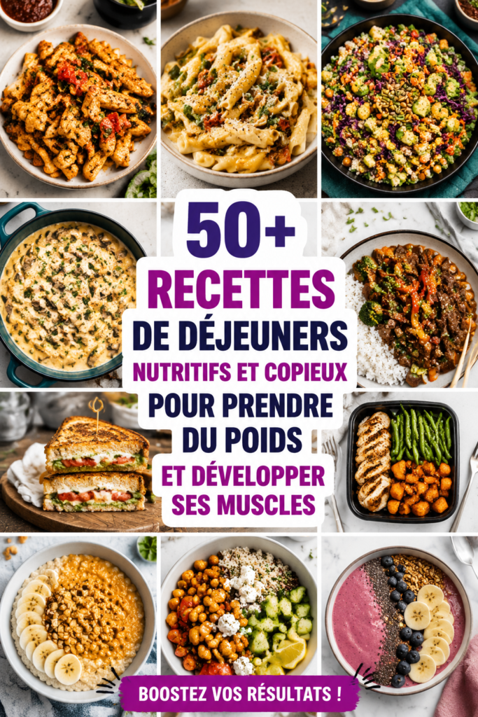 Assiette de déjeuners nutritifs pour la prise de poids, avec légumes et protéines