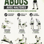 Femme souriante effectuant des exercices d'abdos avec des haltères dans un cadre de fitness