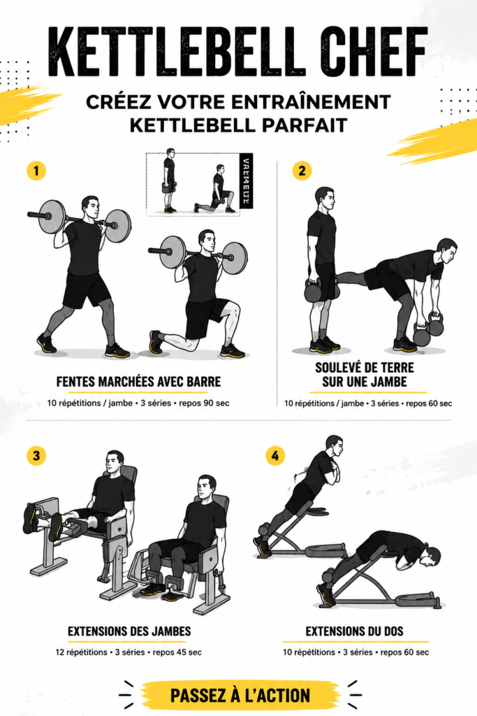 Femme effectuant un exercice avec une kettlebell dans un cadre cosy de maison