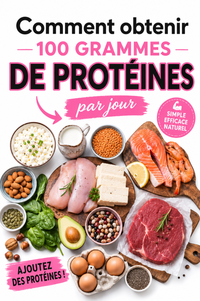 Une assiette colorée avec des aliments riches en protéines comme du poulet, des lentilles et des œufs.