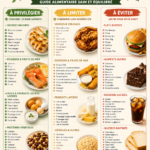 Tableau d'aliments riches en protéines et faibles en glucides dans un cadre de cuisine moderne