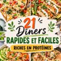 Assortiment de plats printaniers riches en protéines, prêts à être servis à table.