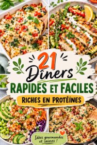 Assortiment de plats printaniers riches en protéines, prêts à être servis à table.
