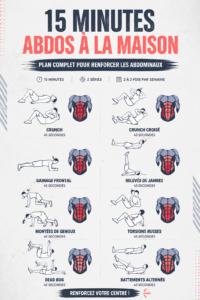 Femme faisant des exercices abdominaux à la maison pendant 15 minutes