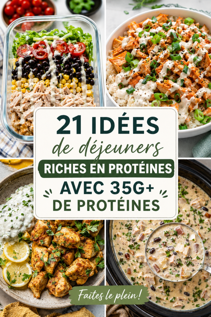 Un plat coloré avec du poulet grillé, des légumes frais et des légumineuses, riche en protéines.