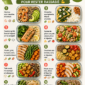 Un assortiment de repas équilibrés riches en protéines, parfaits pour une alimentation saine.