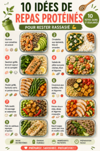 Un assortiment de repas équilibrés riches en protéines, parfaits pour une alimentation saine.