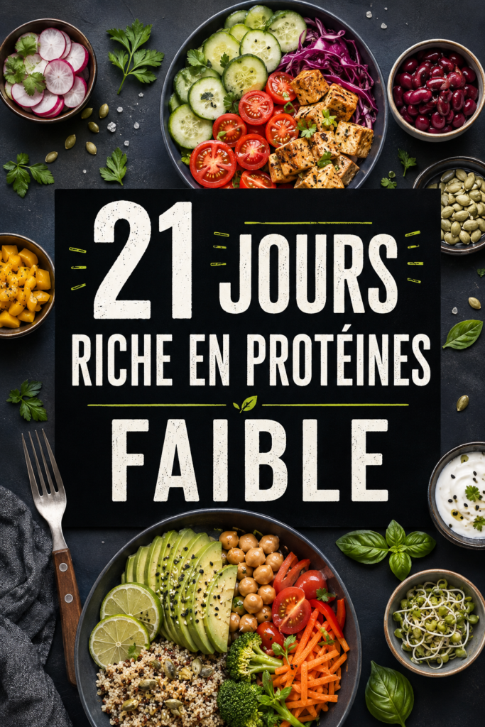 Une assiette de repas faibles en glucides avec des légumes frais et des protéines