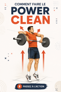 Femme exécutant un power clean avec une barre, en pleine concentration.