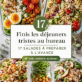 Assortiment de délicieuses salades colorées dans des bols, prêtes pour un déjeuner sain.