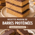 Barres protéinées maison sur une assiette avec des ingrédients naturels.