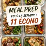 Plat de meal prep avec des légumes frais et du poulet, prêt à être conservé