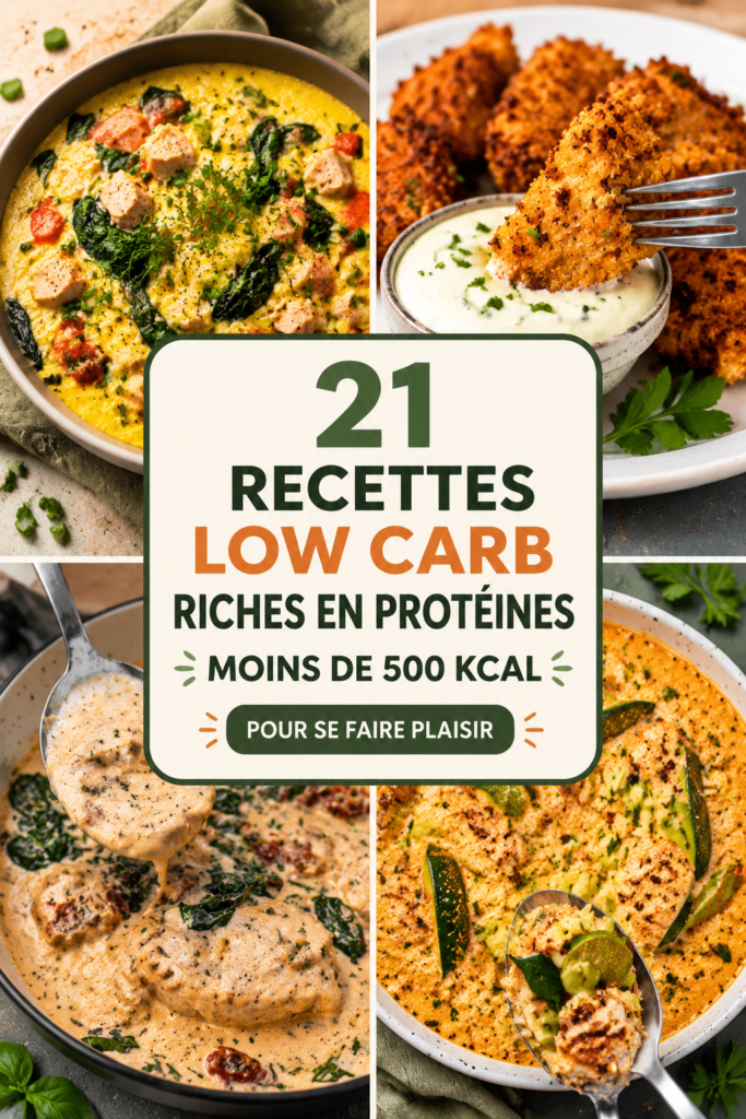 Une sélection de plats colorés riches en protéines et faibles en glucides