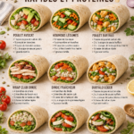 Wraps sains garnis de légumes frais et protéines dans une assiette.