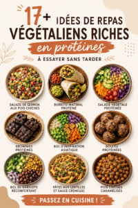 Repas végétalien riche en protéines avec quinoa et légumes
